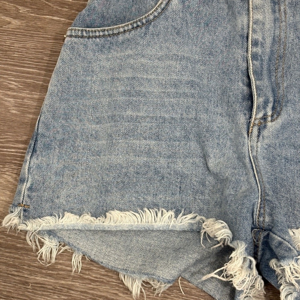 Alexander Wang Light Blue Distressed High-Waist Denim Shorts - Picture 7 of 16